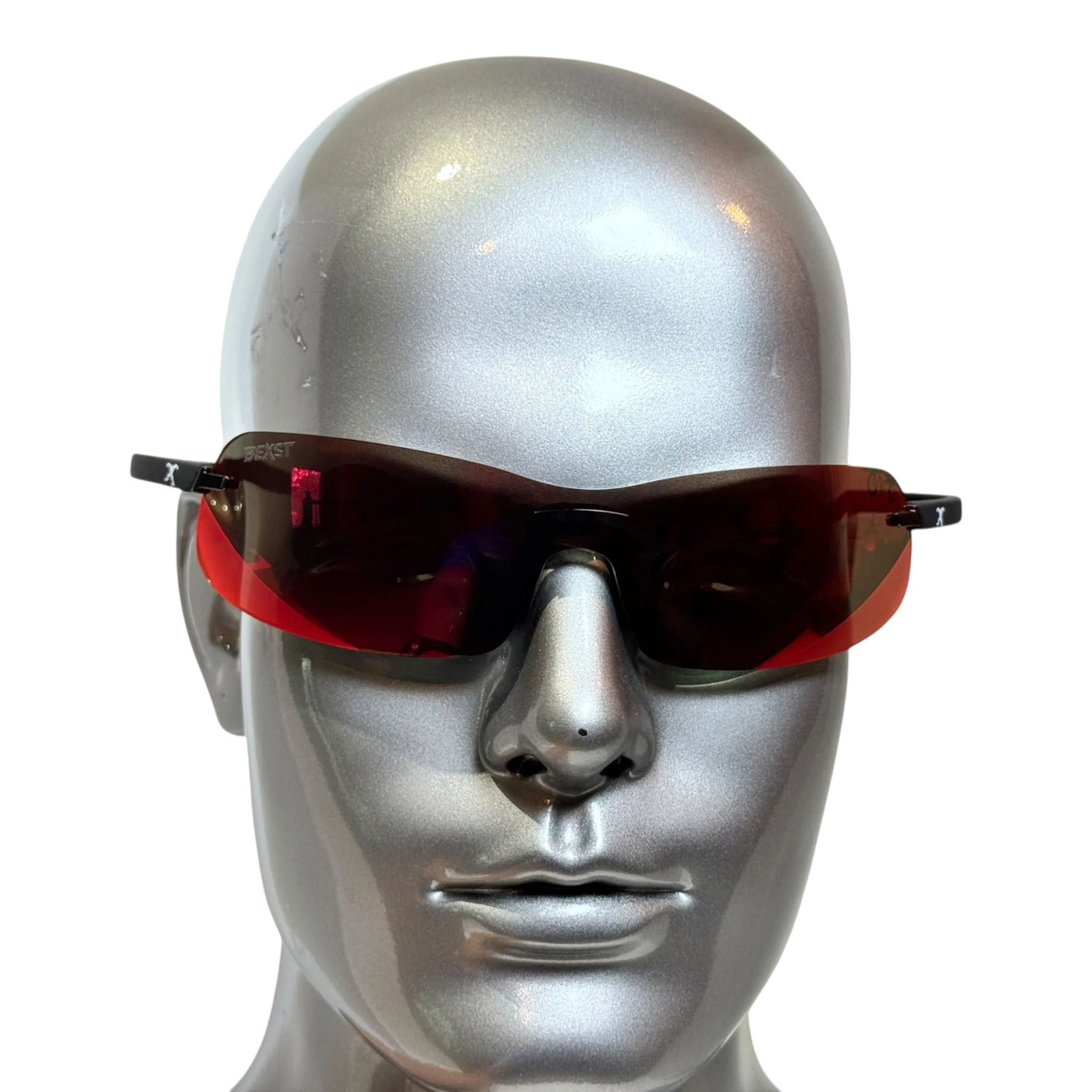 BEXST Neo Rimless Shield Wrap Sunglasses Red X-Mirror Lens - Image 4